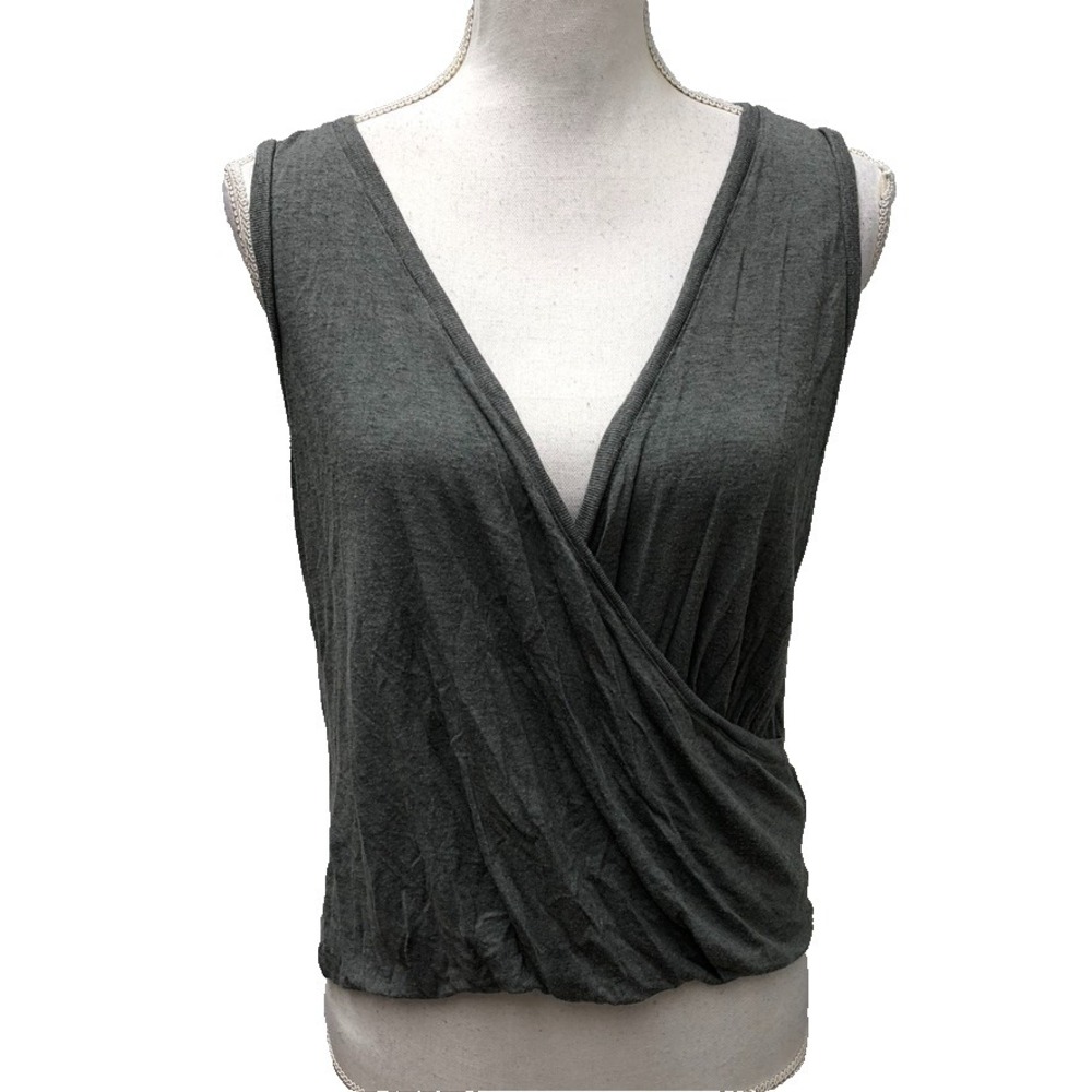 All Saints Kerin Vest Top Faux Wrap Womens Large Gray Casual Office Teacher